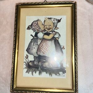 Vintage M.I. Hummel "Telling Her Secret" Framed and Matted Artwork
